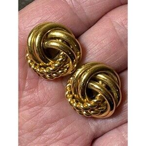 Vintage Signed Napier Infinity Knot Screwback Earrings Gold Tone